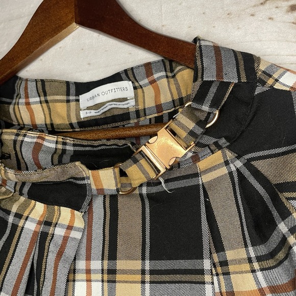 Urban Outfitters Y2K Mini Skirt Small Brown Plaid Schoolgirl Academia Pleated - Picture 3 of 8